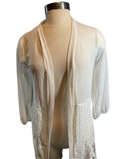 Ember New Cardigan Womens Small White Floral Lace Kimono Boho Sheer Duster NWT
