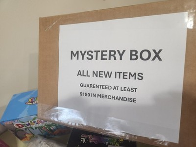 mystery boxes new toys, supplies, 3-D mugs, etc.