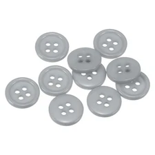10pcs Sewing Buttons 1/2" Resin Round Flat 4-Hole Craft Buttons Gray