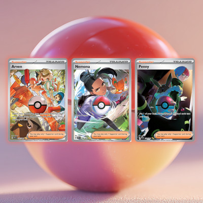   Arven Nemona Penny Trainer Cards NM | Pokémon Supporter Trio   