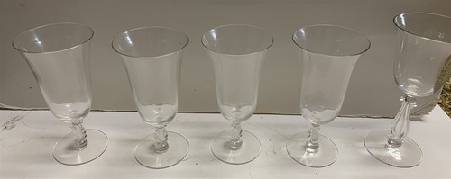 Stradivari Crystal 5 Lot Cambridge Glass Crystal Lyre Harp Water Wine Regency