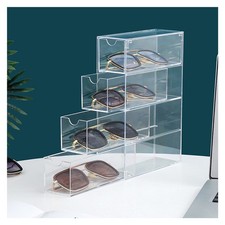 .Glasses Storage Box 4 Layers Stackable Transparent Sunglasses Display Organizer