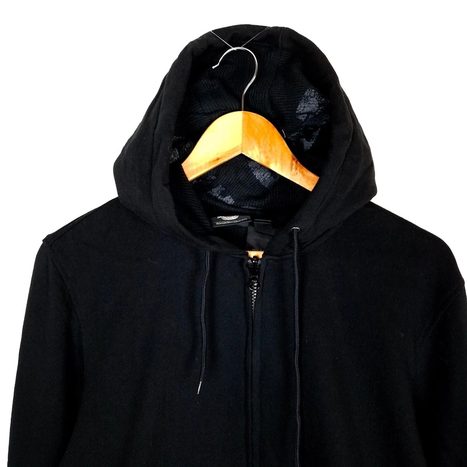 Pull homme Harley Davidson taille L zip intégral noir poches kangourou capuche - Photo 3/4