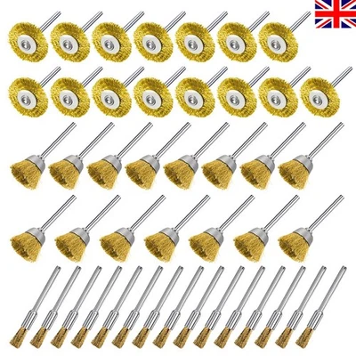 UK 45X Polishing Wire Wheel Brass Brush Rotary Steel Set Cup for Dremel Drill