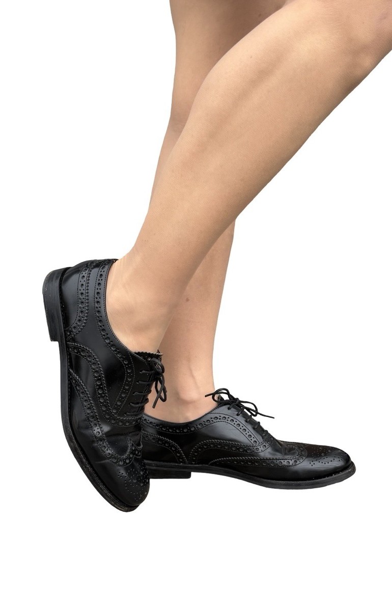 CHURCH'S Women's Burwood Lace-up Brogues Oxfords Wingtip Black