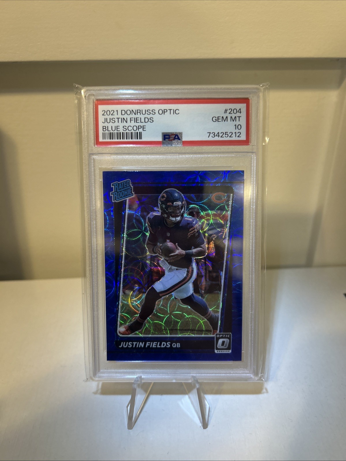 2021 Panini Donruss Optic Justin Fields Blue Scope RC Rated Rookie #204 PSA 10