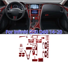 36xReal Red Carbon Fiber Kit Full Interior Trim Cover For Infiniti Q50 Q60 14-20
