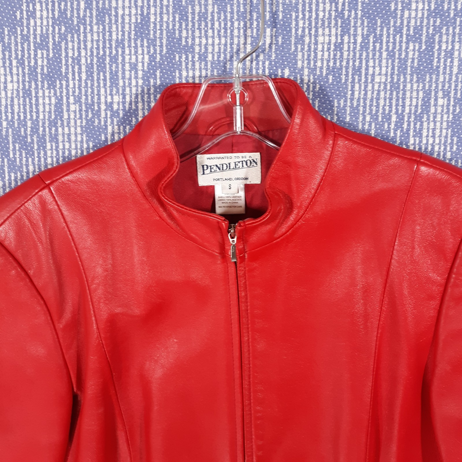 Pendleton Leather Jacket Full Zip Red Womens Size… - image 2