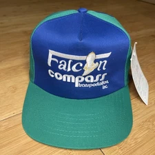 VTG Falcon Compass Transportation A-Frame ColorBlock Blue Green Trucker Snap Hat