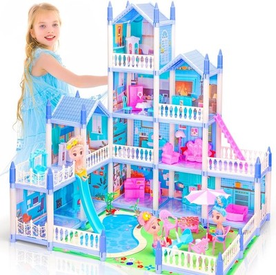 Barbie Dreamhouse Playhouse 4-Story 11 Rooms Doll House with 4 Dolls Toy Figures