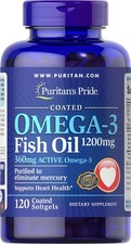 Omega-3 Fish Oil Coated 1200 mg 360 mg Active Omega-3 -120 Coated Softgels