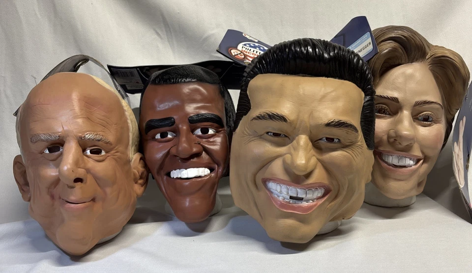VTG Political Halloween Pull On Face Mask NOS Clinton Obama McCain Schwarzenegge - Image 2 of 4