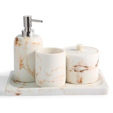 Marble Pattern Bathroom Accessory Set, 4 Pieces Set