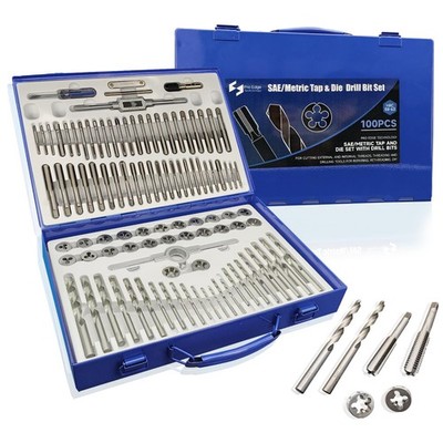 100pcs Combination Drill and Tap Set, Die Set in SAE Metric...