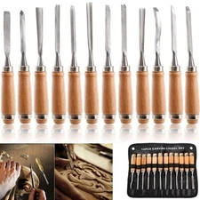 Wood Carving Hand Chisel Tool Set Professional Woodworking Gouges Steel 12 PCS