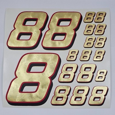 Hammered Gold/Red/Bl Number 8's Racing Vinyl Decal Sheet 1/16-1/8th kyoshotamiya