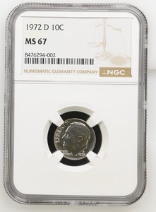 1972 D Roosevelt Dime NGC MS 67