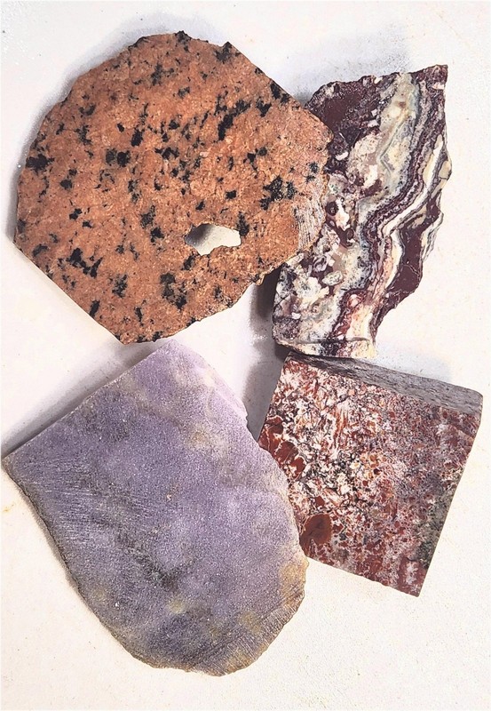 Pink Granite/Brenda Agate/Lepidolite/Banded Fluorite -Cabbing Rough - Specimens