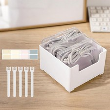 Multi-Function 3 in 1 Charger Cable Organizer Box with Lid Includes 5 Cable Ties