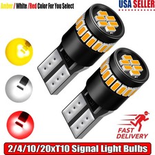 20x T10 Led License Plate Light Bulbs Super Bright Whiteamberred 168 194 Lamp