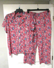 Lauren Ralph Lauren Womens Classic Red flower Print capri pajamas size Large