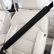 LACDL Extra Long Seatbelt Cover Super Soft Furry for 19.5in - 1pc, Black 