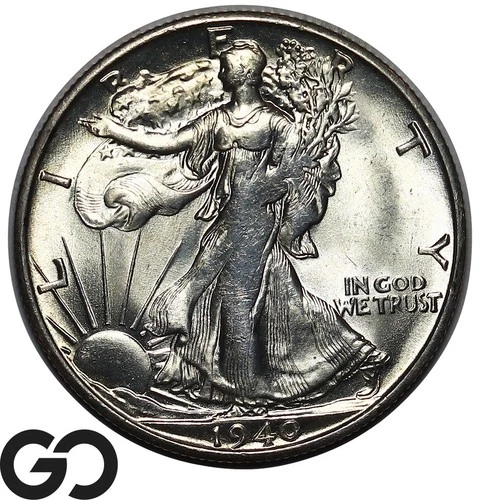1940-S Walking Liberty Half Dollar, Solid Gem BU++ San Francisco Strike Issue!