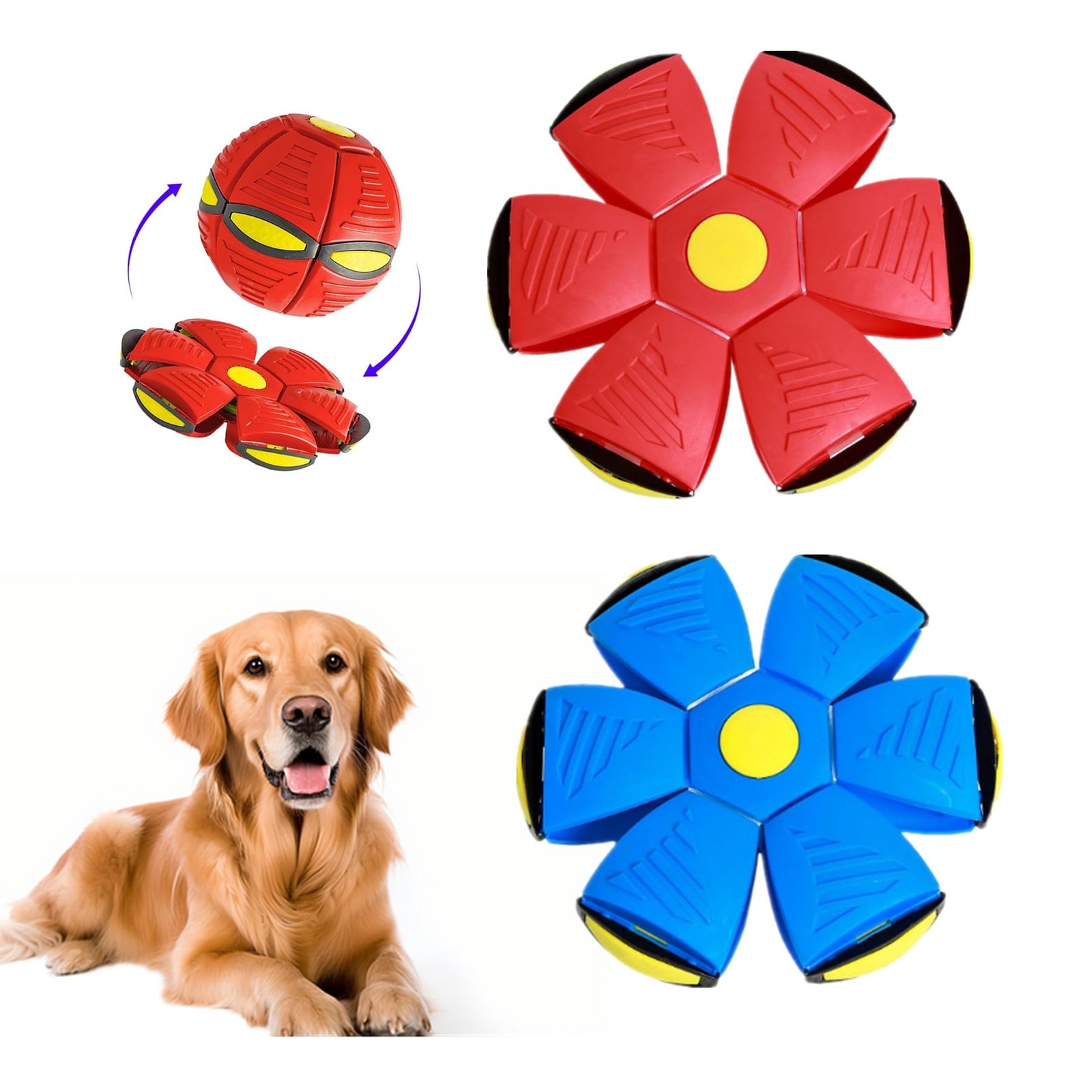 2 Pack Flying Saucer Ball for Dogs, Pet Flying Discs Toys, Interactive Dog Di...