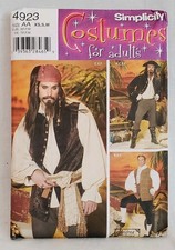 VTG Simplicity SEWING PATTERN 4923 Sz XS,S,M Men's Pirate Costume UNUSED