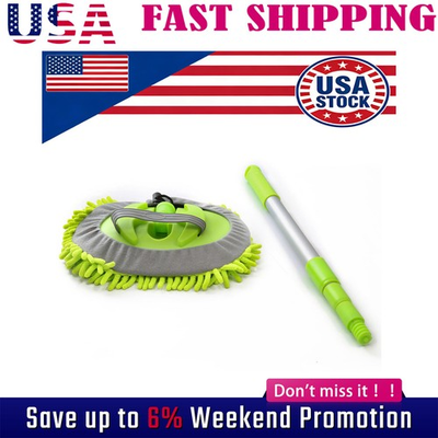 #ad Adjustable Telescopic Car Wash Brush Kit Mop Long Handle Vehicle Cleaning A $12.49
