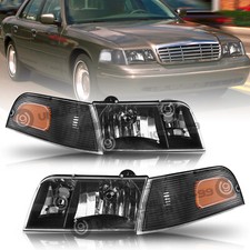 For 1998-2011 Ford Crown Victoria Black Headlightscorner Signal Lamps Pair Lr