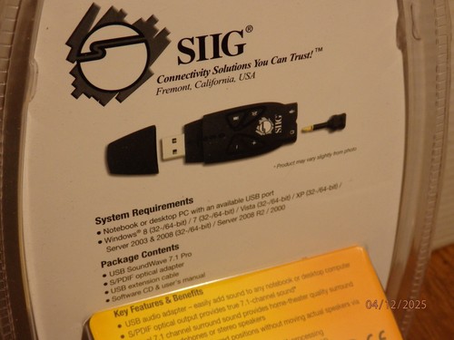 SIIG CE-S00022-S1 USB SoundWave 7.1 Pro Factory Sealed New - Picture 4 of 4