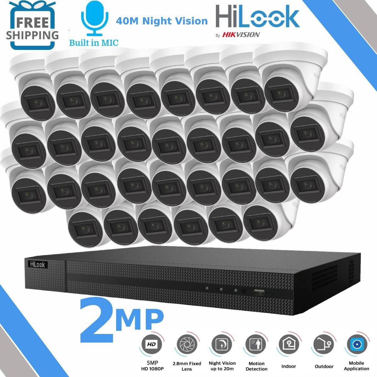 HIKVISION 16 24 32CH CCTV SYSTEM DVR 40M NIGHT VISION OUTDOOR - Main Image