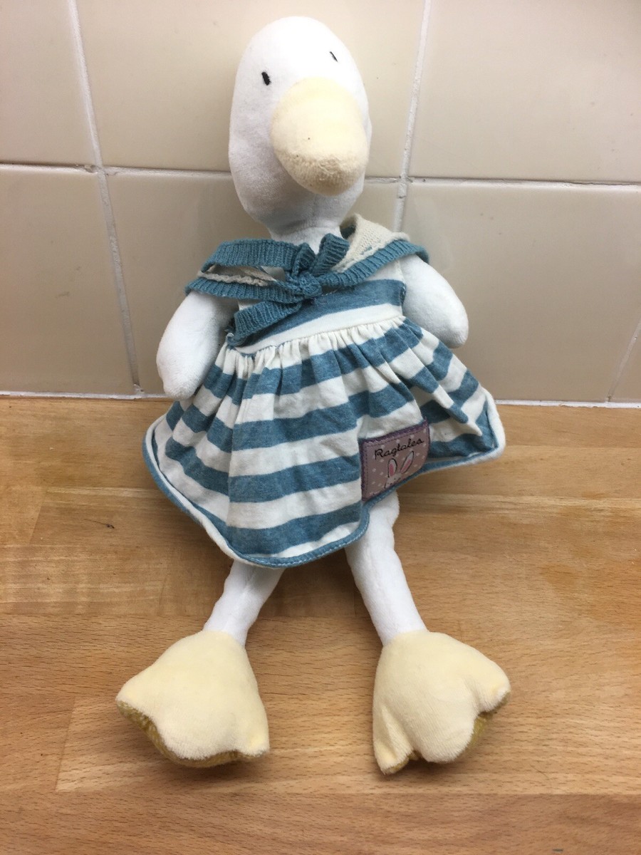 Ragtales Soft Plush Toy Baby Comforter Duck Swan Stripy Dress