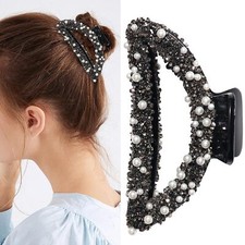 Pearl Hair Clip Rhinestone Hair Clips Luxurious White and Pearl Design Hair C...