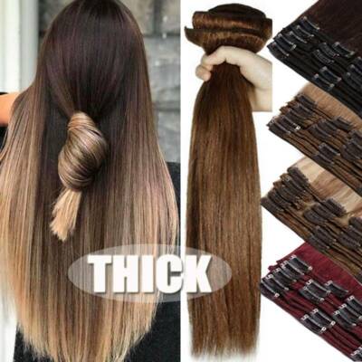 Balayage Double Weft Clip In Weave Remy Human Hair Extensions Full Head THICK 9A