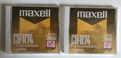 Lot of 2 Maxell CD-R 74 min 650 MB Recordable Discs w/jewel case Sealed