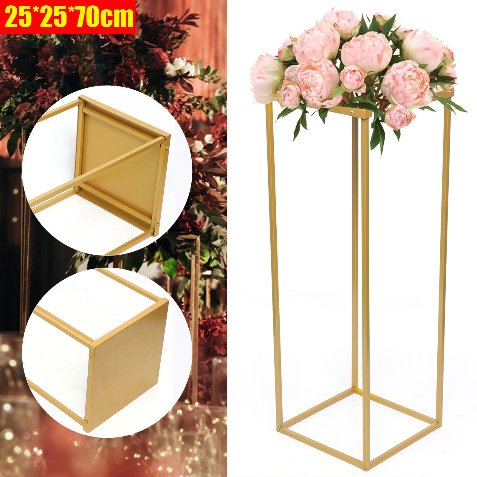 Gold Metal Wedding Flower Stand Pedestal Table Centrepiece Decor 70CM Detachable