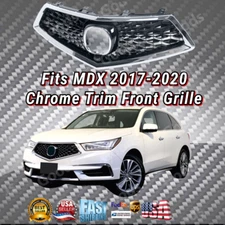 For 2017-20 Acura MDX Chrome Trim Front Upper Car Sport Bumper Grille Assembly