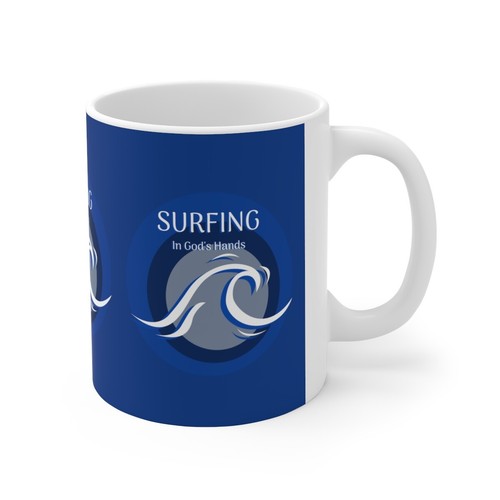 Mug Cup Surfing In God's Hands Blue Surfer Ceramic Mug 11oz - 第 4/13 張圖片