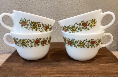 Pyrex Corelle Spice O Life White Coffee Tea Cups. Set Of 4 Mugs