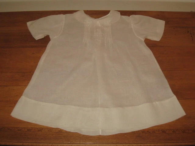 OFF WHITE VESTITO COLLARE E DAVANTI BAMBINO VINTAGE BIANCO SPORCO 1940 CON RICAMO