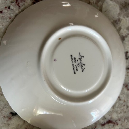 Mayfair Bone China Teacup & Saucer Set Pink Floral England w/Gold Trim H1120 - Picture 4 of 5