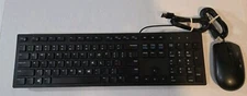 Black Wired Keyboard & Dell Optical USB Mouse Combo Set for PC Laptop Desktop