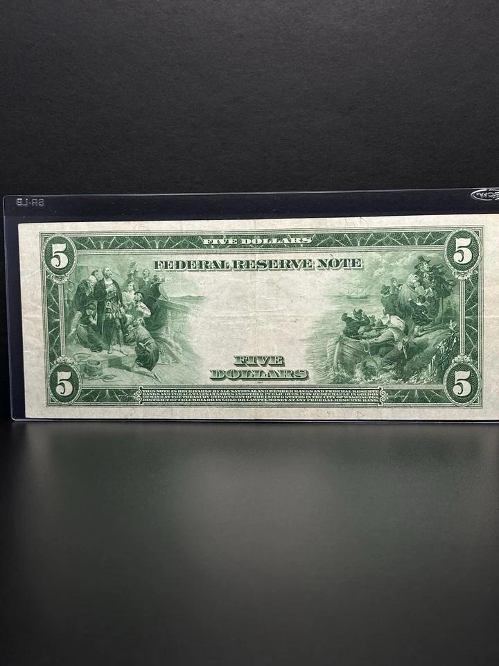 1914- $5 DOLLARS FEDERAL RESERVE BANK NOTE Very Nice Piece High Grade For Your C - Image 2 of 2