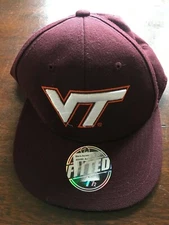 NWT Virginia Tech fitted hat cap flat brim 7.5 in Zephyr free ship!