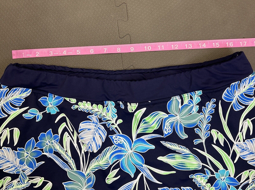 Lands End Swim Skort Women’s Size 16 Floral Pattern Navy Blue & Green FS Charity - Picture 2 of 7