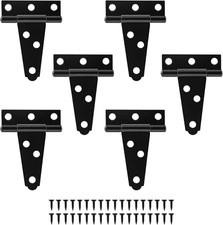 Murtenze 6Pack 2 Inch Black T-Strap Shed Hinge,Barn Door Hinges Heavy Duty Gate