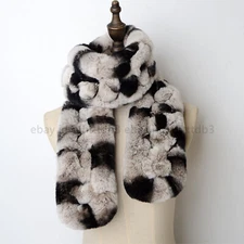 New Winter Warm Fur 100% Real Rex Rabbit Fur Collar Scarf Shawl Neck Warmer