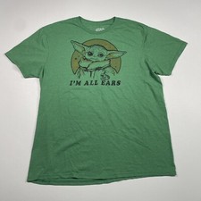 Star Wars Baby Yoda Shirt Men Large Green Short Sleeve Graphic Tee I  m All Ears